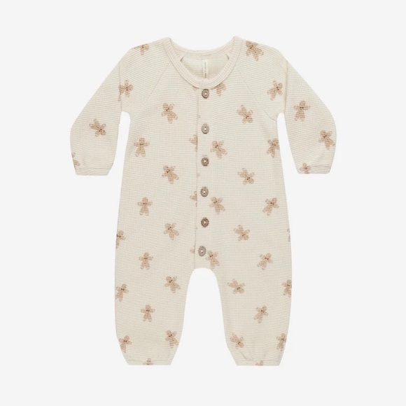 Quincy Mae Waffle Long Sleeve Jumpsuit Gingerbread 6-12m - Picture 4 of 10